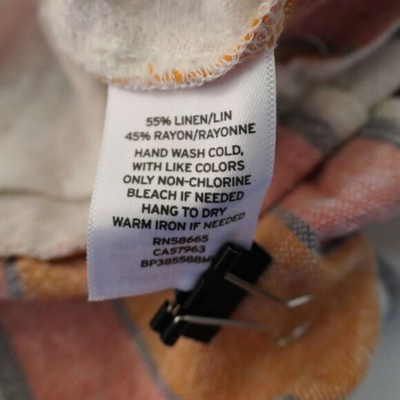 BP Jumpsuit Womens M Ivory Striped Wide Leg Pockets Linen Blend Gauzy Beachy - Picture 11 of 11